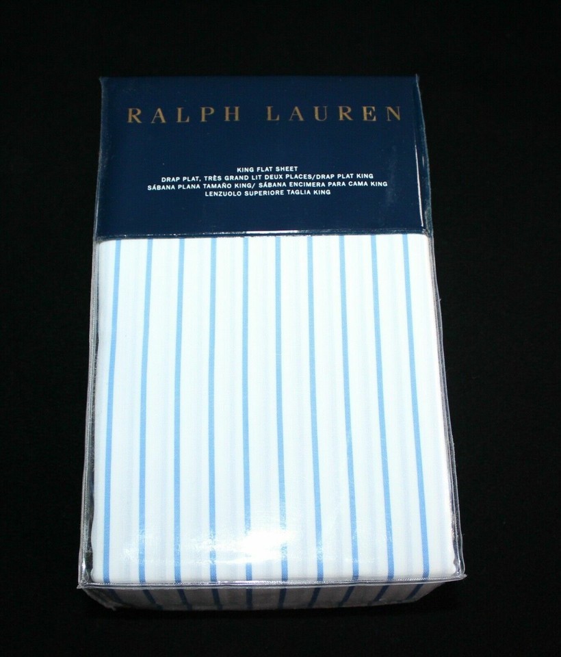 Ralph Lauren Prescott Stripe King Flat Sheet $215 Georgica Bedding Collection Item image 3