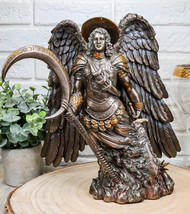 Catholic Church Archangel Saint Gabriel With Crescent Moon Statue 10&quot;Tall Angel - £55.94 GBP