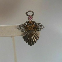 Vintage Two-tone Filigree Rhinestone Angel Brooch/Pin - £12.45 GBP