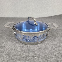 Vtg Cuisine Cookware Blue Willow 8&quot; Pot Pan Lid. 18/10 3 Ply Stainless Steel - £26.60 GBP
