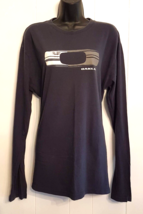 OAKLEY Regular Fit T Shirt 100% Cotton size Large Navy Blue Long Sleeve - $17.76