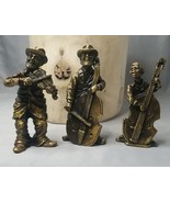 Jazz Players Trio Figurines Set Of 3 Brass Double Bass Cello Violin 3.75&quot;  - £26.74 GBP