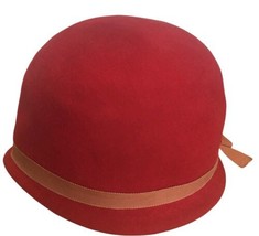 VTG Women’s Felt Feel Union Made Red Dress Up Costume Holidays Ribbon Bucket Hat - £14.20 GBP