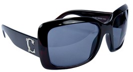 Women Sunglasses C Letter Black Wrap Around Frame Oversize UV 400 Black Lens  - £11.95 GBP