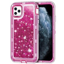 Transparent Heavy Duty Quicksand Case w/ Clip HOT PINK For iPhone 11 - £6.84 GBP