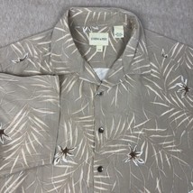 Joseph &amp; Feiss Button Up Shirt Mens Large Beige Floral 100% Silk Hawaiian Camp * - £9.82 GBP
