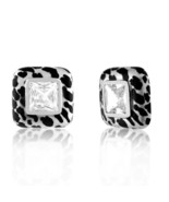 White Gold over Sterling Silver 9.25 Earrings with wild Enamel accents Z... - $74.25