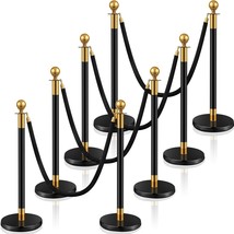 Ferraycle Stainless Steel Stanchion Post Queue 5 ft Velvet Rope 8 Pieces - £127.87 GBP