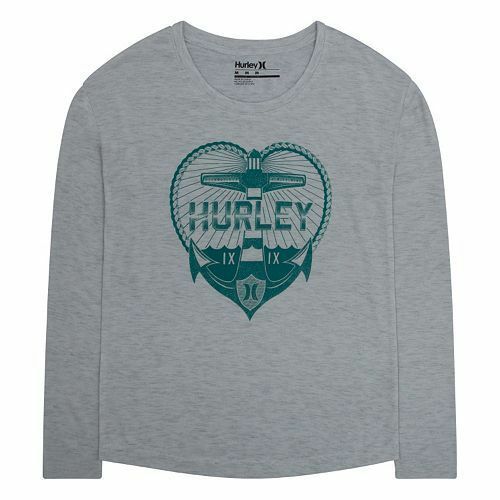 Primary image for Hurley Girls Gray Longsleeve  T-Shirt  size- M 10-12, L 12-14, XL 14-16   NWT