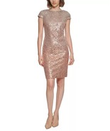 CALVIN KLEIN Women&#39;s Ombré Sequined Sheath Dress Serene Blush Size 16 $229 - £69.33 GBP