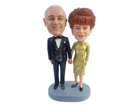 Custom Bobblehead Older classy couple wearing nice ball dance suits holding hand - £119.86 GBP