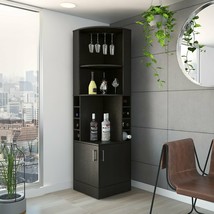 Corner Bar Cabinet Storage Wood Stemware Wine Rack Space Saver Black New - £339.29 GBP