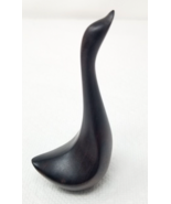 MCM Swan Figurine Wood Handmade Stained Dark Sleek Vintage - $18.95