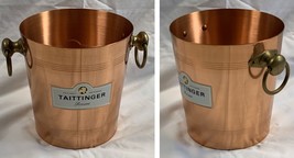 Taittinger Reims copper Champagne Ice Bucket Made in France Brass Handles - $89.05