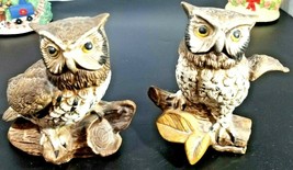 Vintage 1970&#39;s Homco Pair of Great Horned Owl Porcelain Figurines # 1114 Set (2) - £30.05 GBP