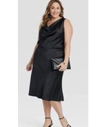 Women's Sleeveless Satin Dress - Ava &amp; Viv Black Size XXL. NWT.A2 - $24.74