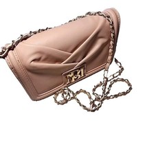 Badgley Mischka Womens Crossbody Bag Pale Pink Pleated Vegan Leather Chain Strap - £30.22 GBP