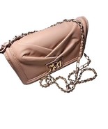 Badgley Mischka Womens Crossbody Bag Pale Pink Pleated Vegan Leather Cha... - £30.14 GBP