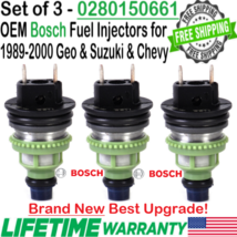 NEW Bosch OEM 3Pcs Best Upgrade Fuel Injectors for 1989-1997 Geo Metro 1.0L I3 - £113.81 GBP