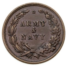 1863 Civil War Token ARMY &amp; NAVY F-91/303, AU Condition - £53.71 GBP