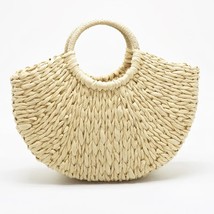 casual rattan half moon women handbags designer summer beach straw bags wicker w - £149.60 GBP