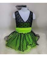 Weissman Girls Dance Costume Lime Green Black w/Headband Size 3 - £23.59 GBP