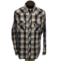 Vtg 1990&#39;s Wrangler Western Shirt Pearl Snap Long Sleeve Plaid Rodeo Men... - $19.00