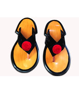 Traditional Men&#39;s Red and Black Handmade Leather Slippers Men&#39;s Shoe San... - $75.29 CAD+