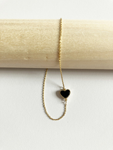 Onyx Sweetheart Bracelet in Gold - £27.82 GBP