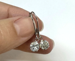 6mm Natural Real Moissanite Drop &amp; Dangle Woman&#39;s Earrings 14K White Gold Plated - £186.64 GBP