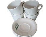 GREEN FIELD by Homer Laughlin ~ Four (4) Cups &amp; Saucers ~ Restaurant War... - £51.50 GBP