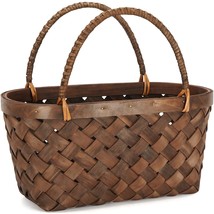 Small Picnic Basket, Woodchip Baskets For Gifts Empty, Woven Wicker Baskets, Cut - £30.12 GBP