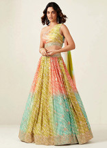 Beautiful Lime Green Multicoloured Embroidery Wedding Lehenga Choli908 - £71.72 GBP