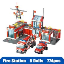 Rixi City Building Blo Sets Fire Rescue Station Car Model Fighter Man Truck DIY  - £52.23 GBP
