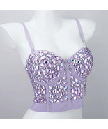 Burning Man Rave Festival Rhinestones Embellished Purple Bustier Corset ... - $48.00