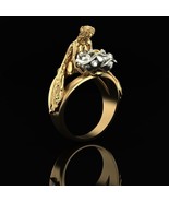 14k Gold Flower fairy Men&#39;s ring, wedding gift - £194.38 GBP