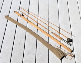 Antique 3 Section Bamboo Fly Fishing Rod With Bamboo Holder and Canvas Case - $69.99
