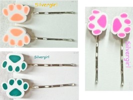 Pretty Bobbie/Bobby Pins Little Girls Colorful Pet Paws - £4.31 GBP