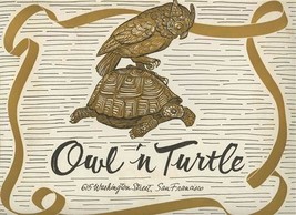 Owl N Turtle Menu Washington St San Francisco California 1950 - £69.63 GBP