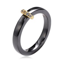 ZORCVENS New Smooth Ceramic Ring Cubic Zirconia Black And White Color Women Jewe - £7.70 GBP