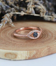 1Ct Round Cut CZ Blue Sapphire Evil Eye Engagement Ring 14K Rose Gold Finish - £125.89 GBP