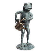 SPI Aluminum Frog with Watering Can Garden Sculpture - £151.27 GBP