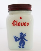 Vintage milk glass Dove ground cloves jar with red metal shaker top - £11.98 GBP