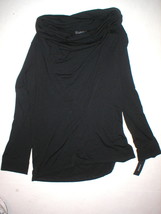 New Womens Black Natori S $130 Long Sleeve Cowl Neck Top Designer M Poly Rayon - £101.23 GBP