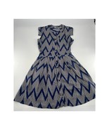 Anthropologie 11-1 Tylho Dress Womens Extra Small Navy Blue Beige Button - $48.61
