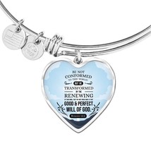 Good And Perfect Will of God Bible Verse Faith Heart Bracelet Bangle - £37.92 GBP+