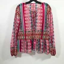 EUC Boho Gypsy Multi Color Patchwork Peasant Top Wms Medium - $15.83