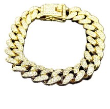 10 Inch Cuban Link Bracelet 18K Gold Plated 14mm For Men And Women - £21.32 GBP