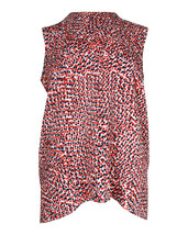 Celine Sleeveless Polka Dot Top In Silk Women Red Size 38 - £187.21 GBP