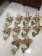 Nautical Solid Brass Swan Passageway Bulkhead Wall Light With Copper Shade 10 Pc - £787.21 GBP
